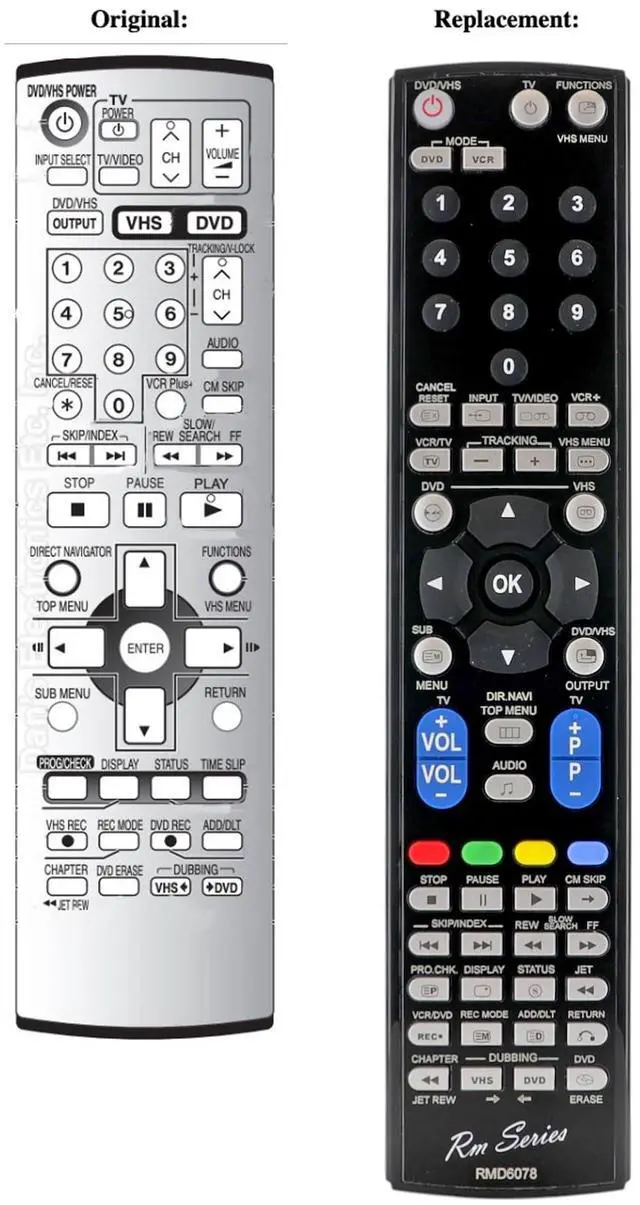 Alt view image 2 of 4 - RMD6078 DVD/VCR Combo Remote Control Replacement for Panasonic | EUR7721X10 - No Programming - Works with DMR-E Series Recorders