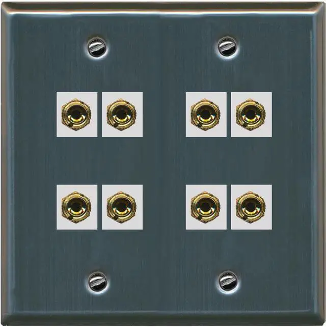 Main image of 8 Banana 4 Speaker Surround 2 Gang Coupler Wall Plate 2 Gang Stainless