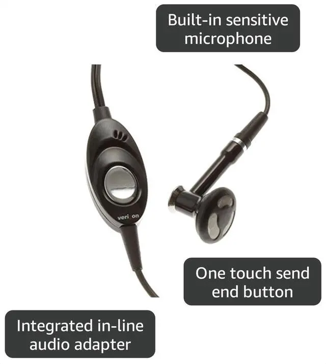 Alt view image 2 of 2 - Mono Hands-Free Headset Premium Wired Earphones 2.5mm w Microphone for Verizon LG Env 2 VX9100 - Verizon LG enV-3 VX9200 - Verizon LG Versa VX9600 - Verizon LG enV VX9900 - Verizon Motorola Q