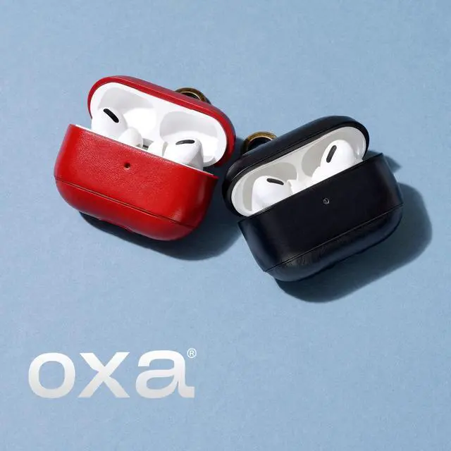 Alt view image 6 of 6 - Leather Handmade Case Compatible with AirPods Pro 1&2 | Genuine Leather Case with Strap | Shockproof | Compatible with MagSafe & Wireless Chargers Red
