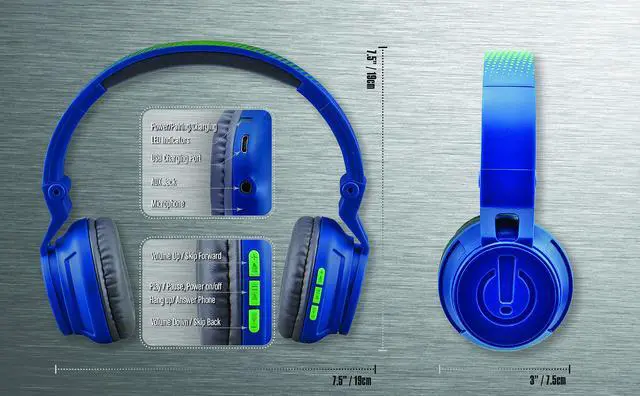 Alt view image 6 of 7 - Wireless Bluetooth Kids Headphones with Microphone, Portable Volume Reduced to Protect Hearing Rechargeable Battery, Adjustable Kids Headband for School Home or Travel Blue