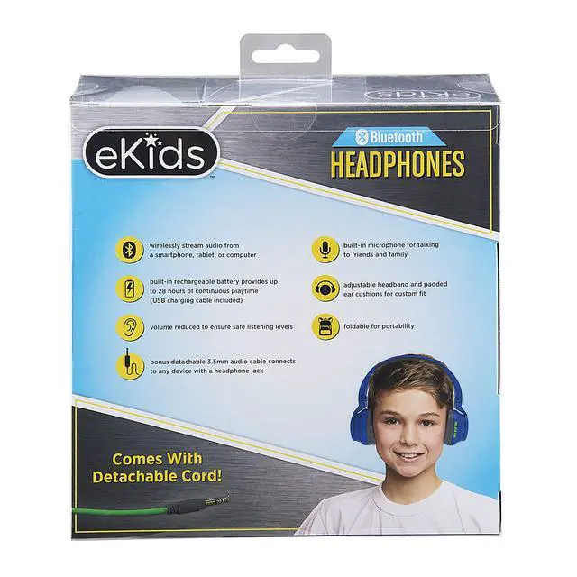 Alt view image 7 of 7 - Wireless Bluetooth Kids Headphones with Microphone, Portable Volume Reduced to Protect Hearing Rechargeable Battery, Adjustable Kids Headband for School Home or Travel Blue