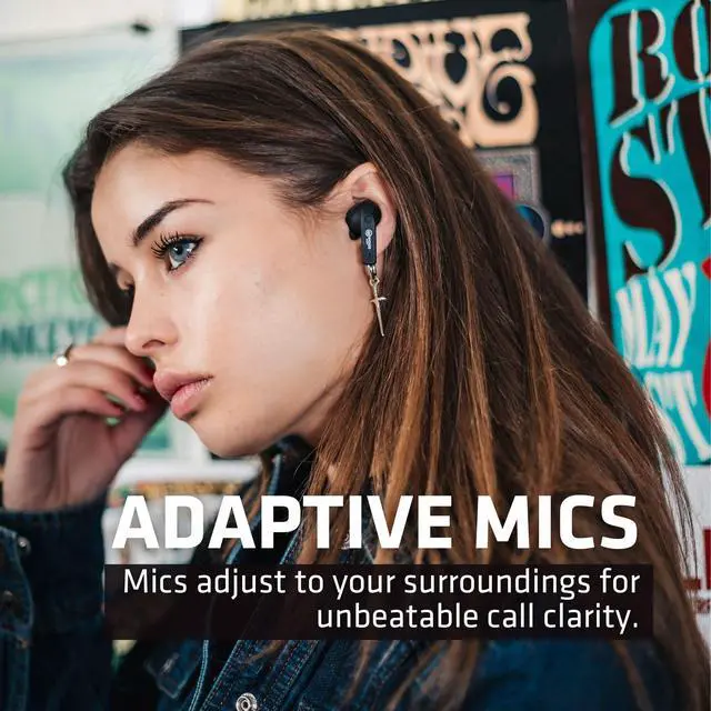 Alt view image 6 of 6 - Mojo 800 True Wireless Bluetooth Earbuds | ANC Noise Canceling | Wireless Charging | Clear Call Mics | Long Battery Life | Mobile App | Custom EQ Modes | GPS Find Buds | Transparency Mode
