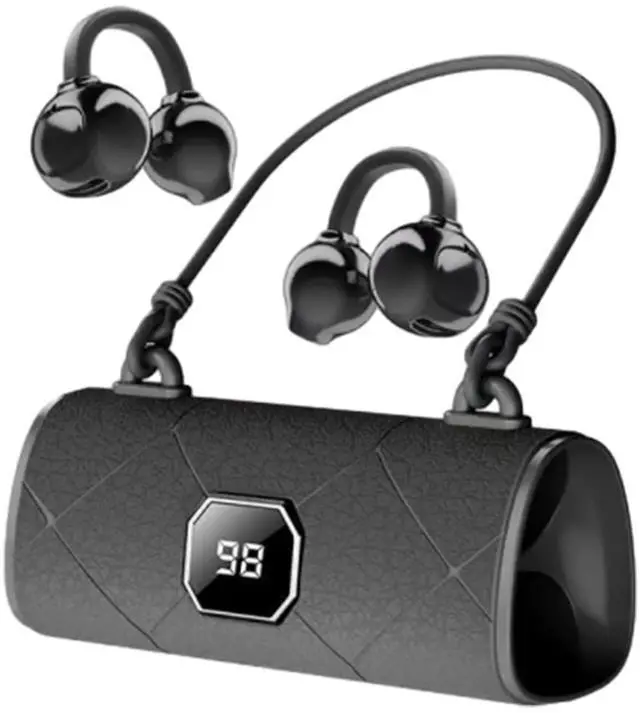 Main image of X22 Fashionable Clip On Wireless Headphones with Handbag Style, Handbag-Style Bluetooth 6.0 Ear Clip Earbuds with Led Display, 50h Play Ipx5 Waterproof for Workouts, Travel (Black)
