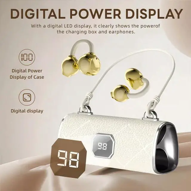 Alt view image 4 of 7 - X22 Fashionable Clip On Wireless Headphones with Handbag Style, Handbag-Style Bluetooth 6.0 Ear Clip Earbuds with Led Display, 50h Play Ipx5 Waterproof for Workouts, Travel (Black)