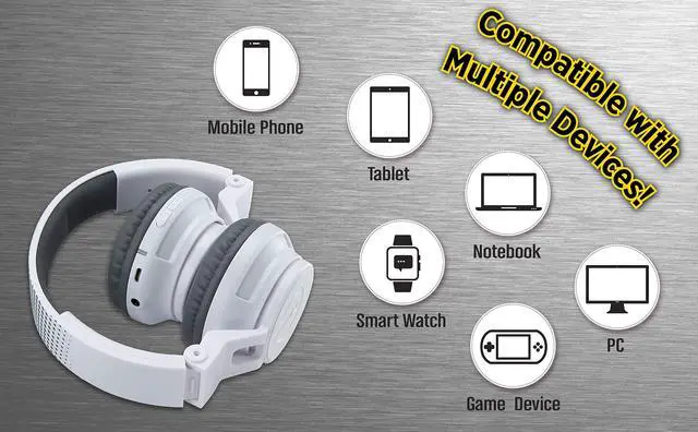 Alt view image 3 of 7 - Kids Bluetooth Headphones, Wireless Headphones with Microphone Includes Aux Cord, Volume Reduced Kids Foldable Earphones for School, Home, or Travel