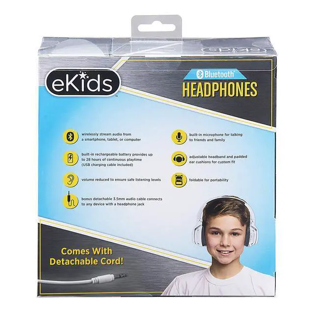 Alt view image 7 of 7 - Kids Bluetooth Headphones, Wireless Headphones with Microphone Includes Aux Cord, Volume Reduced Kids Foldable Earphones for School, Home, or Travel