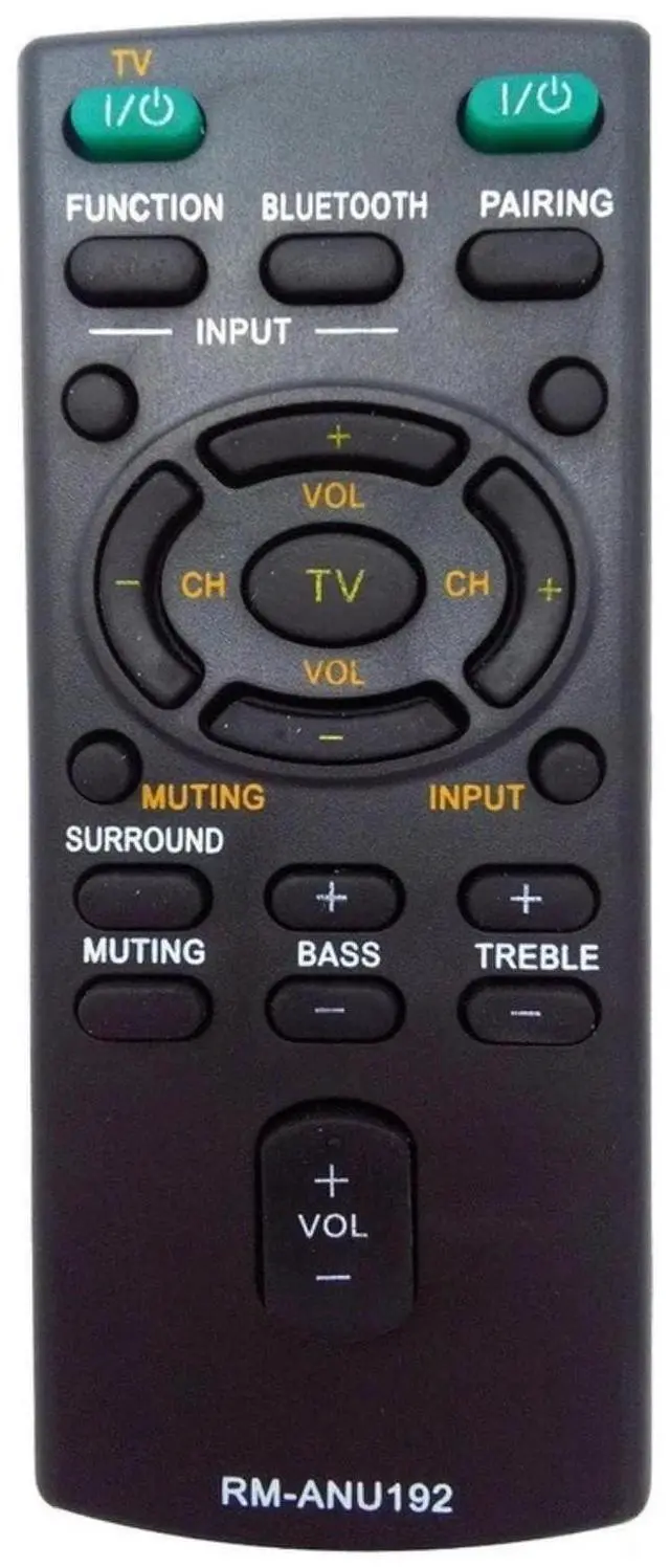 Main image of RM-ANU192 Replacement Remote Control for Sony Soundbar in Living Rooms or Rooms, Size Approximately About 5 x 2 x 1 in, Replace Remote Compatible Models HTCT60 HT-CT60 HTCT60BT HT-CT60BT SACT60