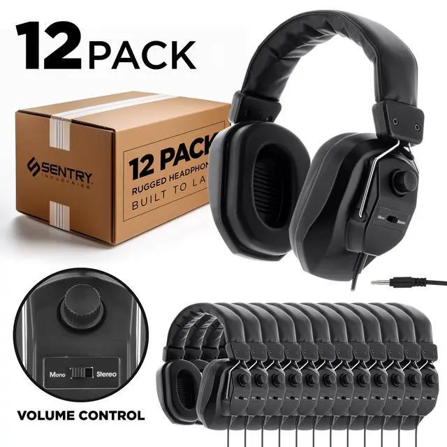Alt view image 2 of 6 - XL Rugged School Headphones Bulk, 4 Pack, 3.5mm Jack, Ultra Tough, Great for Kids, Teens, Students, Classroom, Libraries, Office, Hygenic Design, Online Learning (4 Pack)