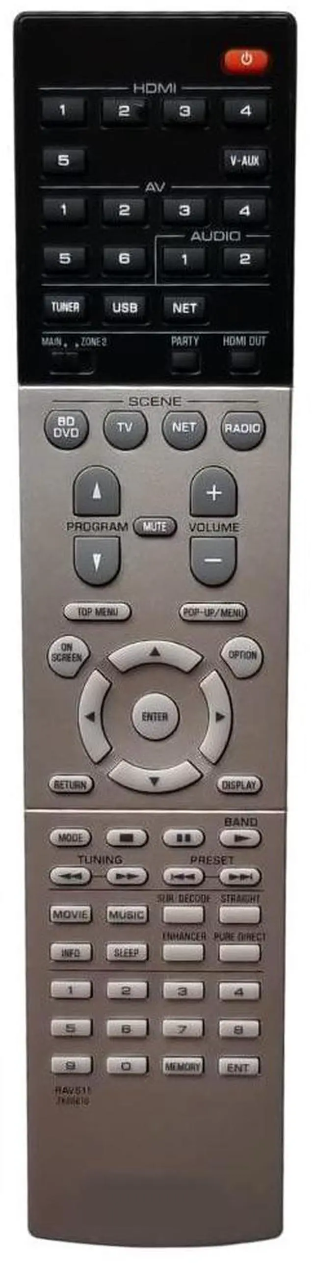 Main image of OEM Yamaha Replacement Home Theater Receiver Remote Control Shipped with: RX-V777, RX-V777BT