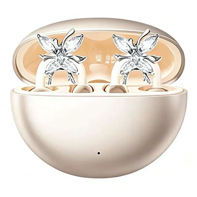 Main image of Open Ear Clip Earbuds Bluetooth 5.3, 18.2mm Dynamic Driver Wireless Headphones with AI Noise Cancelling Mic, Detachable Rhinestone Decor, 30H Playtime, for Running Workout Office