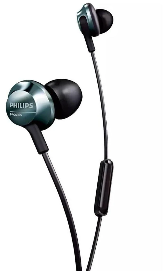 Main image of Audio in-Ear Headphones PRO6305BK/00 in-Ear Headset (High-Res Audio, Built-in Microphone, Noise Isolating, 3 Sizes of Ear Caps, Ergonomic Design) Black/Silver