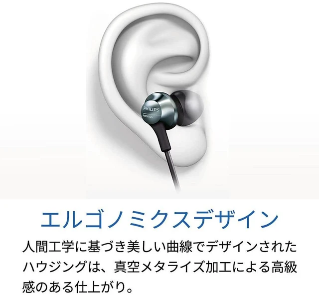Alt view image 3 of 7 - Audio in-Ear Headphones PRO6305BK/00 in-Ear Headset (High-Res Audio, Built-in Microphone, Noise Isolating, 3 Sizes of Ear Caps, Ergonomic Design) Black/Silver