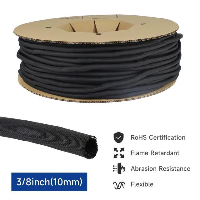 Alt view image 2 of 6 - Braided Split Wire Loom Wrap Cable Sleeve Tube Harness Lot Sheathing Management Organize (3/8"-28ft)