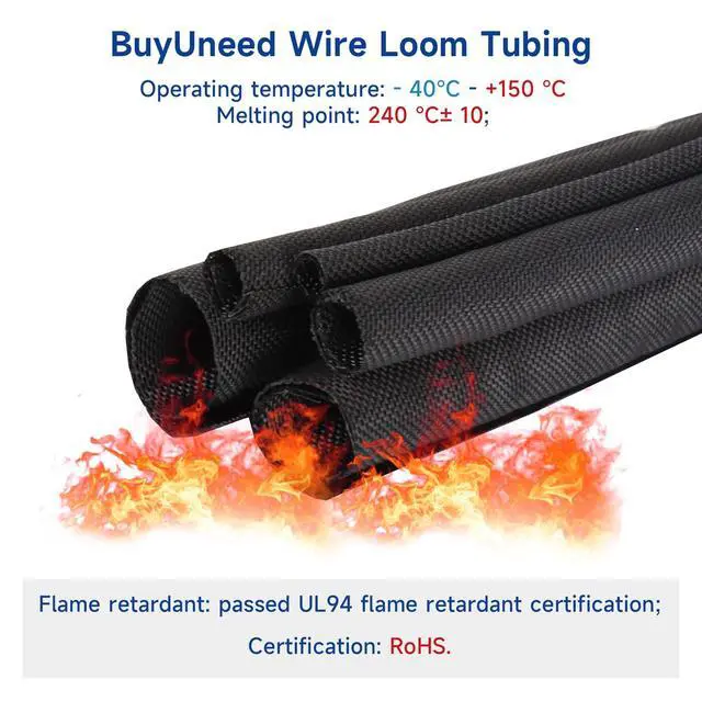 Alt view image 4 of 6 - Braided Split Wire Loom Wrap Cable Sleeve Tube Harness Lot Sheathing Management Organize (3/8"-28ft)