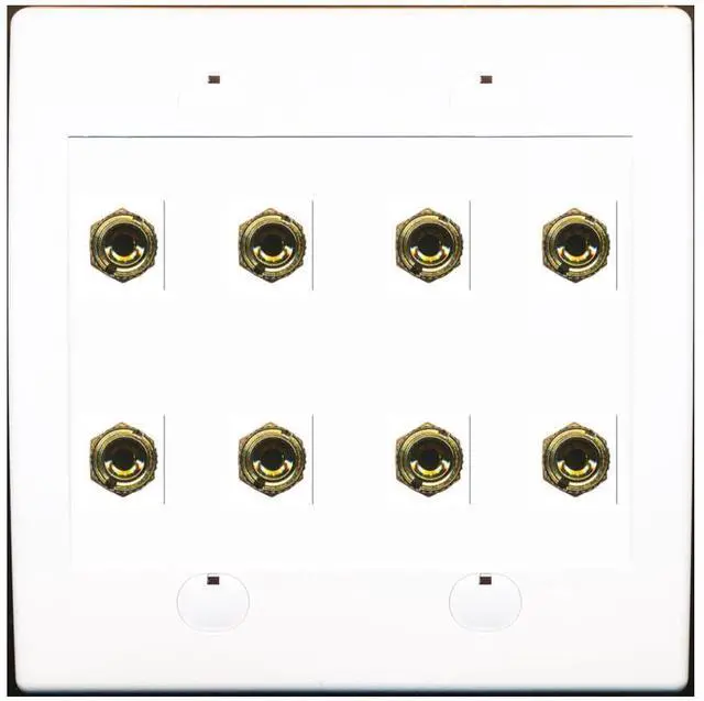 Main image of 8 Banana 4 Speaker Surround 2 Gang Coupler Binding Post Wall Plate 3 Pack