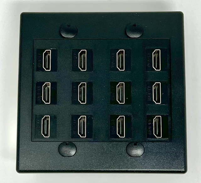 Main image of 12 Port Flat Dual 2 Gang HDMI Wall Plate - Black