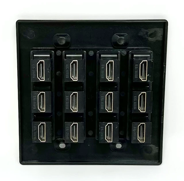 Alt view image 3 of 3 - 12 Port Flat Dual 2 Gang HDMI Wall Plate - Black