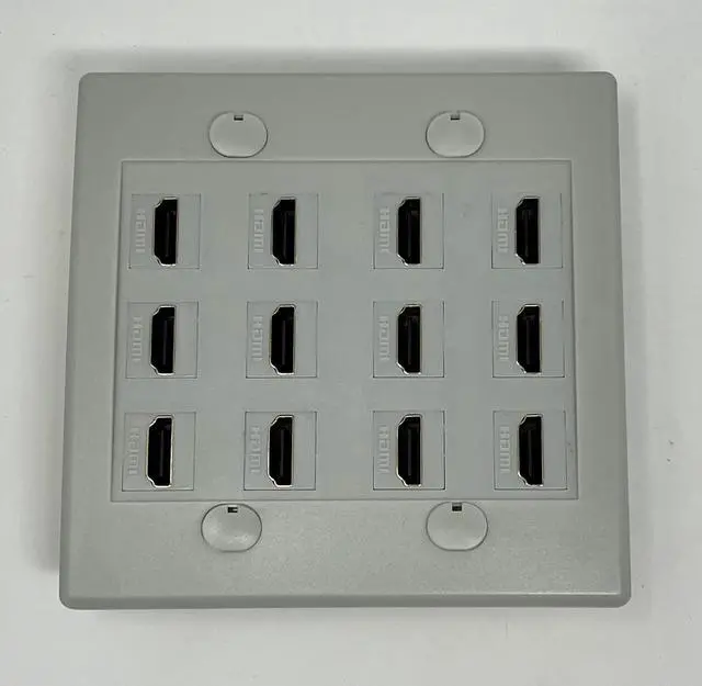 Main image of 12 Port Flat Dual 2 Gang HDMI Wall Plate - Gray