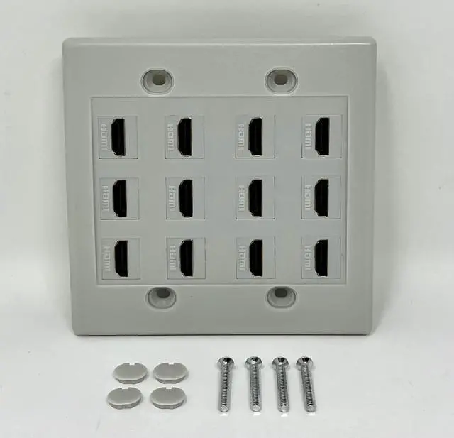Alt view image 3 of 3 - 12 Port Flat Dual 2 Gang HDMI Wall Plate - Gray