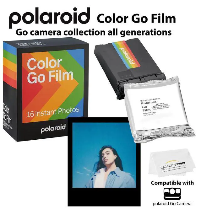 Alt view image 2 of 6 - Go Color Film, Black Frame + Quality Photo Microfiber Cloth (Compatible with Go Cameras) (1 Pack (16 Films))