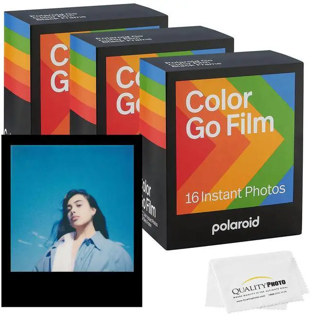 Main image of Go Color Film, Black Frame + Quality Photo Microfiber Cloth (Compatible with Go Cameras) (3 Pack (48 Films))