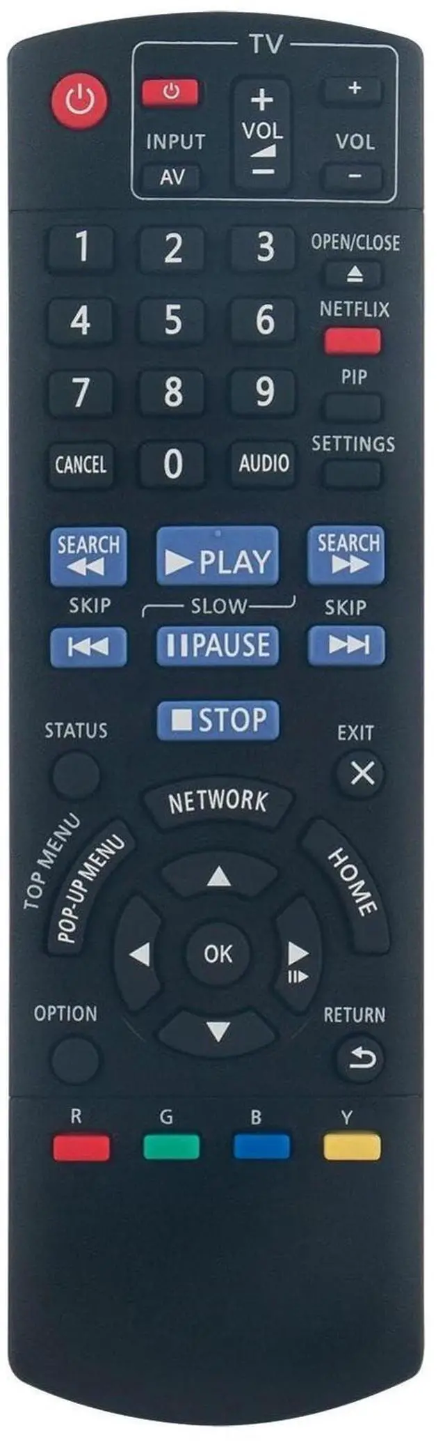 Main image of N2QAYB000734 Replacement Remote Control for Panasonic Blu-ray Disc DVD | Use in Living Rooms or Rooms, Replacement Models N2QAYB000739, Replace Remote Compatible Models DMP-BD87 DMP-BD77 DMP-BD871