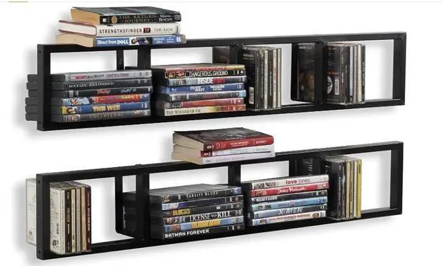 Main image of CD Storage Shelf for Wall, 34 Inch Media Storage Rack, Wall Mounted Video Games CD DVD Organizer Metal Shelf, Cube Storage Organizer Floating Shelf (2 Pcs, Black)