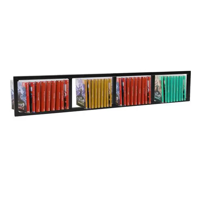 Alt view image 6 of 7 - CD Storage Shelf for Wall, 34 Inch Media Storage Rack, Wall Mounted Video Games CD DVD Organizer Metal Shelf, Cube Storage Organizer Floating Shelf (3 Pcs, Black)