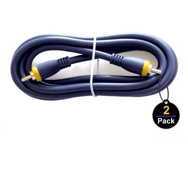Alt view image 2 of 5 - RCA Cable, 6ft,1-RCA Male to 1-RCA Male, Shielded, Gold-Plated Connectors, for Speakers/Subwoofers, Amplifiers, Home Theater Receivers, HDTV, Hi-Fi Systems, etc (2-Pack)