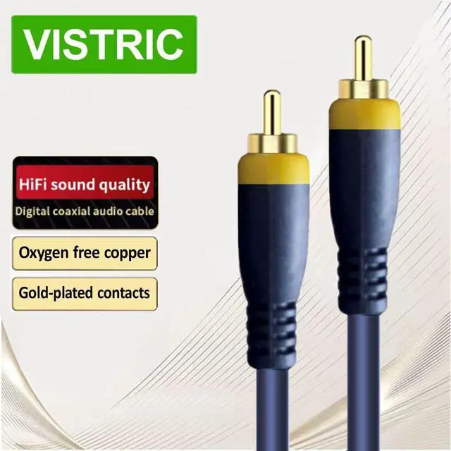 Alt view image 5 of 5 - RCA Cable, 6ft,1-RCA Male to 1-RCA Male, Shielded, Gold-Plated Connectors, for Speakers/Subwoofers, Amplifiers, Home Theater Receivers, HDTV, Hi-Fi Systems, etc (2-Pack)