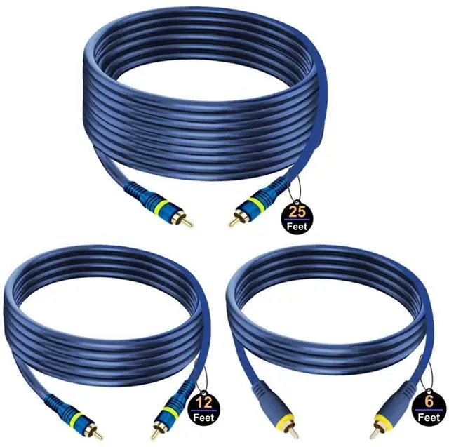 Main image of RCA Cable, 6ft,1-RCA Male to 1-RCA Male, Shielded, Gold-Plated Connectors, for Speakers/Subwoofers, Amplifiers, Home Theater Receivers, HDTV, Hi-Fi Systems, etc (2-Pack)