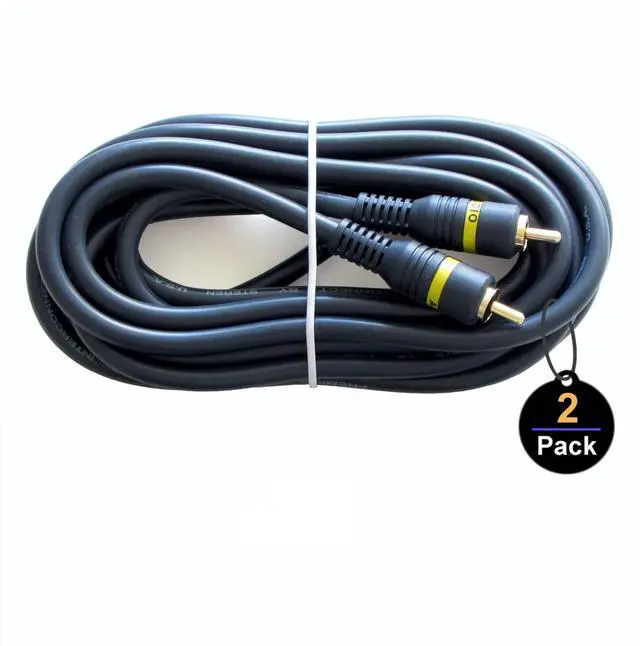 Alt view image 2 of 6 - RCA Cable, 12ft,1-RCA Male to 1-RCA Male, Shielded, Gold-Plated Connectors, for Speakers/Subwoofers, Amplifiers, Home Theater Receivers, HDTV, Hi-Fi Systems, etc (2-Pack)