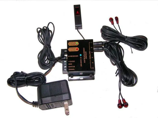 Main image of Remote Control IR Repeater Extender Universal to Control Your Audio and Video Products Hidden in a Cabinet, in Another Room or Out of Sight. Includes IR Blaster/IR emitter and IR Sensor