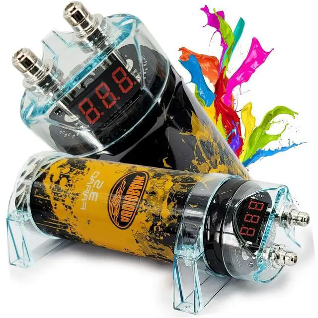 Alt view image 2 of 7 - 3.5 Farad Capacitor Car Audio 3500 Watts Power 12V Car Digital Power 3 Digit Display and Complete 1500 Watts 8 Gauge Car Amplifier Installation Wiring Kit Red