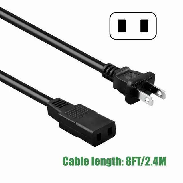 Alt view image 3 of 3 - 8ft 2-Prong Square AC Power Cord Cable Lead Compatible with Bell Howell Super 8 Sound 20XS 20 XS 8mm Film Projector