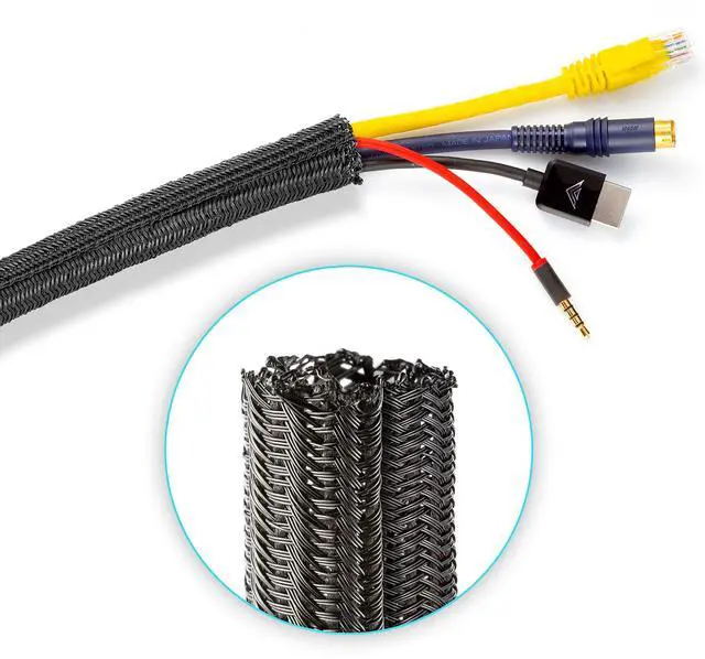 Main image of Cable Management Wire Loom 12ft 3/8 Inch Black Split Cord Protector