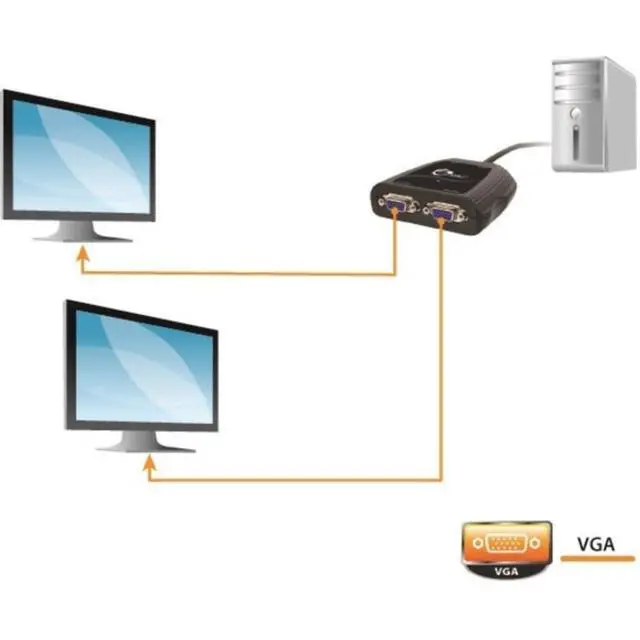 Alt view image 4 of 4 - CE-VG0A11-S11PORT Compact VGA Splitter 2DISPLAY black