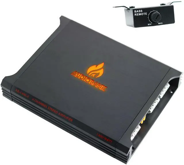 Main image of AB1400.4 4 Channel 1400 Watt 2 Ohm A/B Class Car Audio Stereo Speaker Amplifier with Bass Control, Bridgeable, LED Indicator with Bass Knob Included