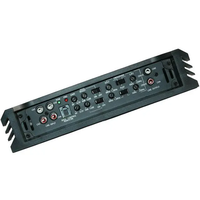 Alt view image 5 of 7 - AB1400.4 4 Channel 1400 Watt 2 Ohm A/B Class Car Audio Stereo Speaker Amplifier with Bass Control, Bridgeable, LED Indicator with Bass Knob Included