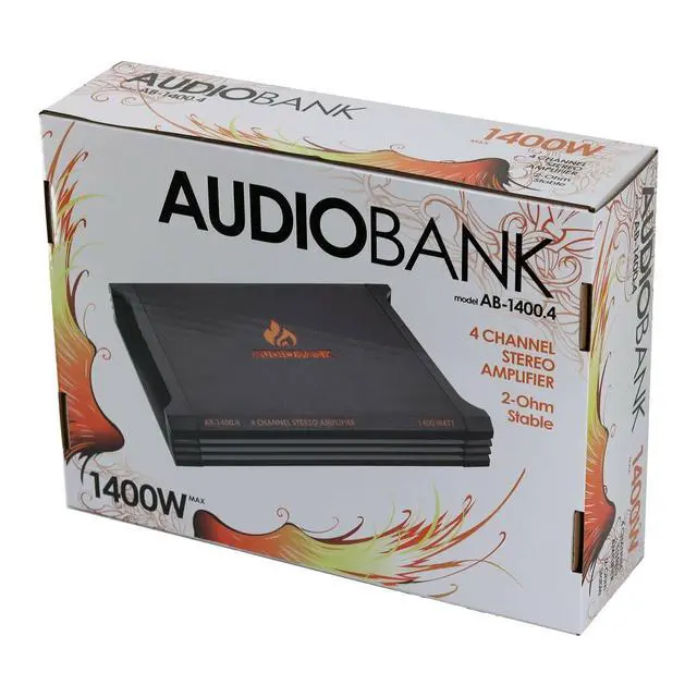 Alt view image 6 of 7 - AB1400.4 4 Channel 1400 Watt 2 Ohm A/B Class Car Audio Stereo Speaker Amplifier with Bass Control, Bridgeable, LED Indicator with Bass Knob Included