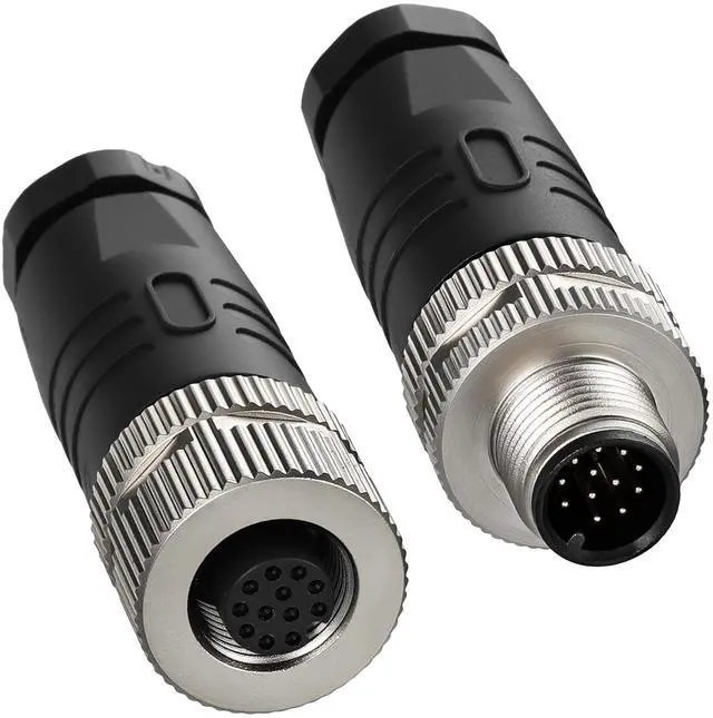 Main image of Industrial M12 12 Pin Male & Female A Code Aviation Connector 12mm Circular Socket 30V 1A Waterproof Solder Plugs for Automation Sensor/Actuator