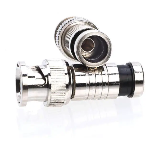 Alt view image 3 of 3 - RG59 BNC Compression Connector Fixed Pin, All-Metal Nickel-Plated, 360° Radial Compression for Secure Signal, Weatherproof, Indoor/Outdoor, Compatible with CCTV, DVR, and Coaxial Cable (20 PCS)