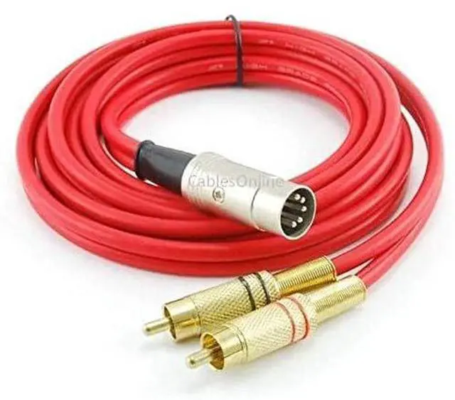 Main image of CablesOnline 6ft 5-Pin Din Male to 2-RCA Male Professional Audio Cable for Bang & Olufsen, Naim, Quad...Stereo Systems, Red (BO-206R)