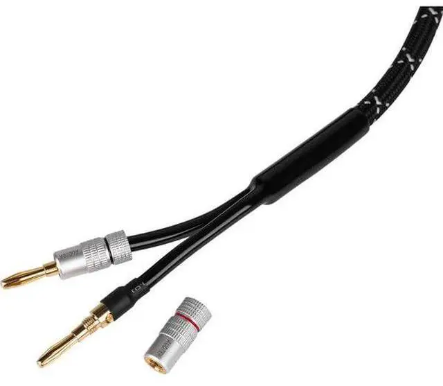 Main image of 6 ft. 14 AWG Professional Grade Braided Speaker Cable Wire with Gold Plated Banana Plugs