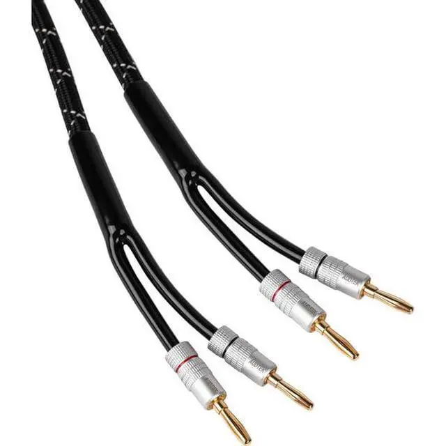 Alt view image 2 of 2 - 6 ft. 14 AWG Professional Grade Braided Speaker Cable Wire with Gold Plated Banana Plugs