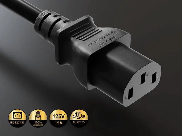 Alt view image 2 of 6 - 10ft NEMA L5-15P to C13 Locking Power Cord 14AWG 15A/125V SJT, Black