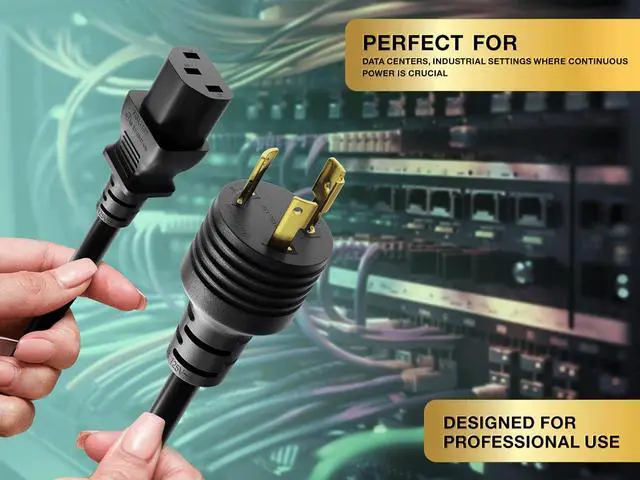 Alt view image 5 of 6 - 10ft NEMA L5-15P to C13 Locking Power Cord 14AWG 15A/125V SJT, Black