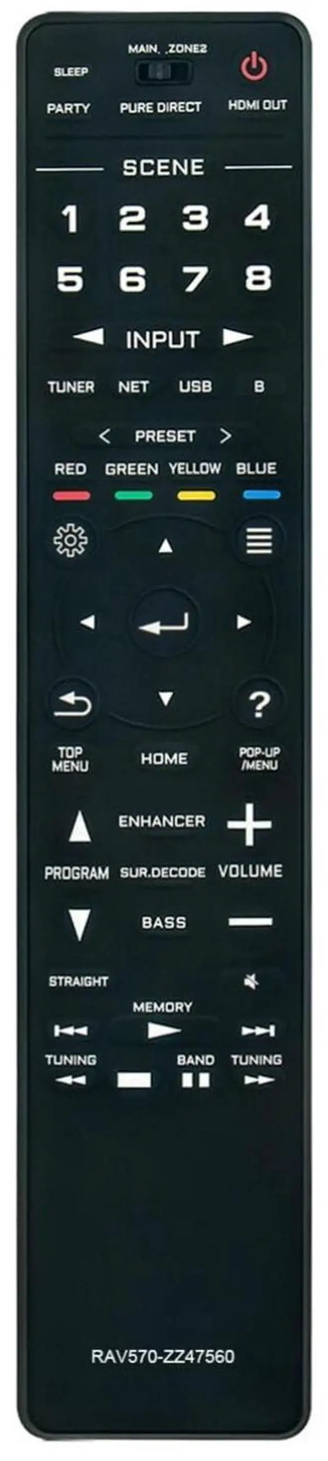Main image of RAV570 Remote Control for Yamaha MusicCast Aventage Network AV Receiver | Use in Living Rooms or Rooms, No programming or pairing needed, Replace Remote Compatible Models RX-V685 RX-A780