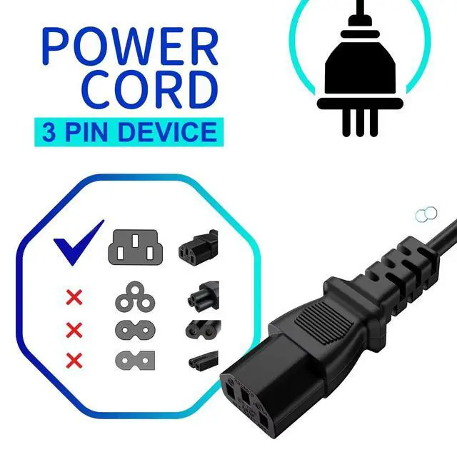 Alt view image 4 of 6 - 6ft/1.8m UL Listed AC in Power Cord Cable Outlet Plug Lead Compatible with Dell U2412M U2412Mb 860-10161 UltraSharp 24 Widescreen LED LCD Monitor